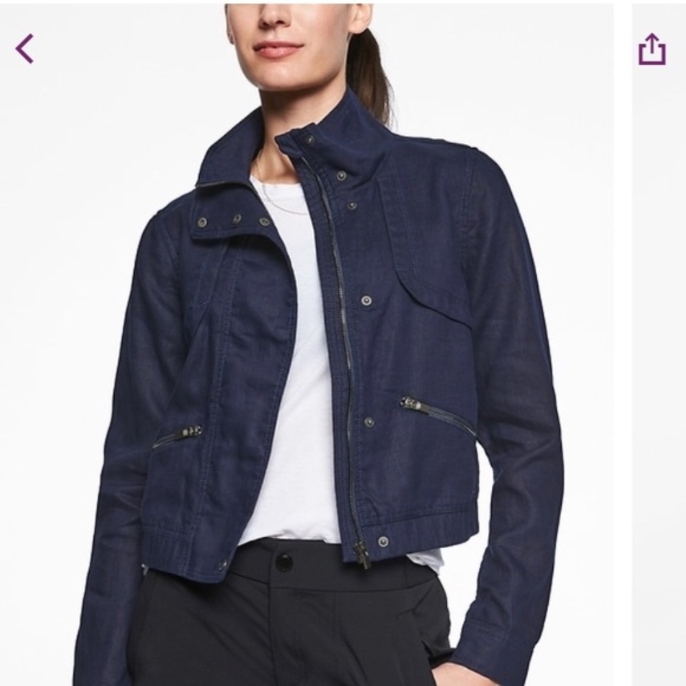 NWOT ATHLETA Sahara Linen Jacket Blue Sz Medium